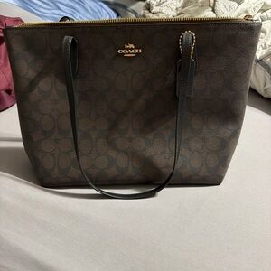 Coach Signature Brown and Black Tote
